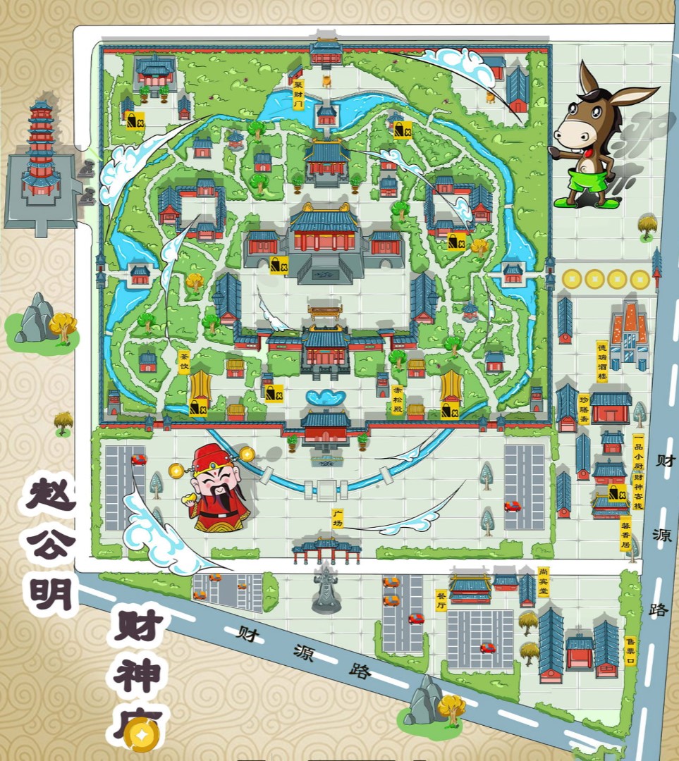 枞阳寺庙类手绘地图